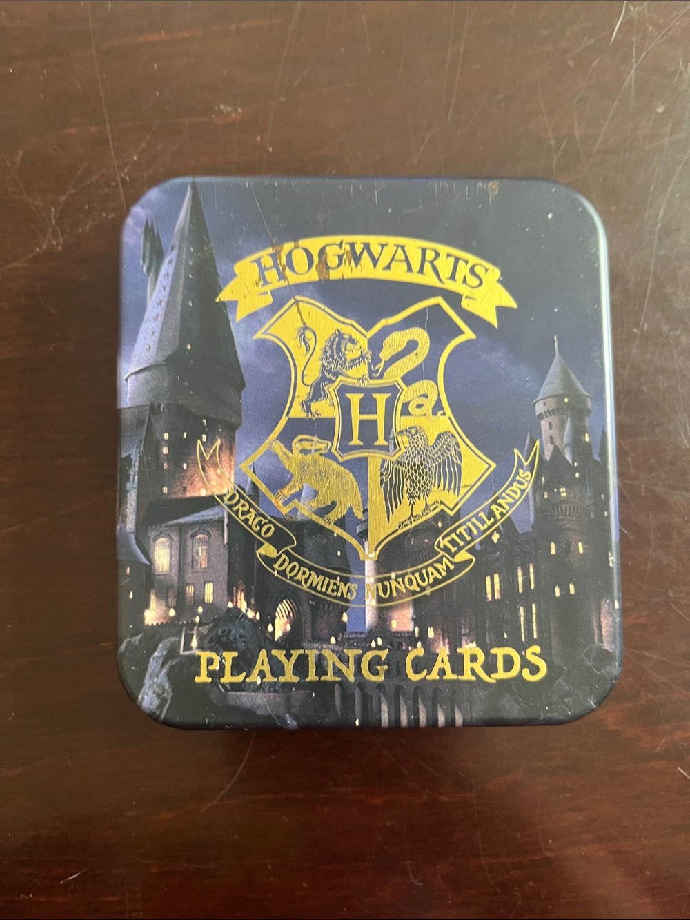 Crest Playing Cards Tin - Blue and Gold